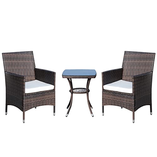 Outsunny Polyrattan Gartenmöbel Set, Outdoor Lounge Balkonmöbel für 2 Personen, 3-teilig Sitzgruppe, 2 Stühle, Tisch Sitzkissen, Gartenlounge für Garten, Terrasse, Balkon, Braun Outsunny Polyrattan Gartenmöbel Set, Outdoor Lounge Balkonmöbel für 2 Personen, 3-teilig Sitzgruppe, 2 Stühle, Tisch Sitzkissen, Gartenlounge für Garten, Terrasse, Balkon, Braun von Outsunny