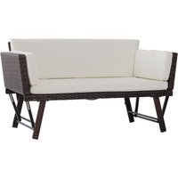 Polyrattan Gartensofa 2 Sitzer Loungesofa Gartenliege klappbar Braun von Outsunny