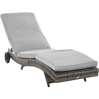 Outsunny Polyrattan Sonnenliege Gartenliege mit Kissen 5-stufig verstellbar S-Form Gartenmöbel Metall Grau 207 x 70 x 70 cm   Aosom.de von Outsunny