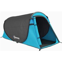 Outsunny Pop-Up Zelt für 1-2 Personen  Leichtes Campingzelt für 3 Jahreszeiten, Polyester & Glasfaser, Blau+Grau, 220x108x110cm  Aosom.de von Outsunny