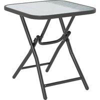 Outsunny Quadratischer Bistrotisch für den Garten 45 x 45 x 50 cm klappbar Metall Schwarz Gehärtetes Glasplatte   Aosom von Outsunny