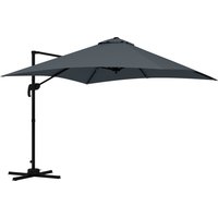 Outsunny Quadratischer Schwenkbarer Kurbel Sonnenschirm mit 360° Drehung aus Aluminium - Maße 3L x 3B x 2,6H m Dunkelgrau   Aosom von Outsunny