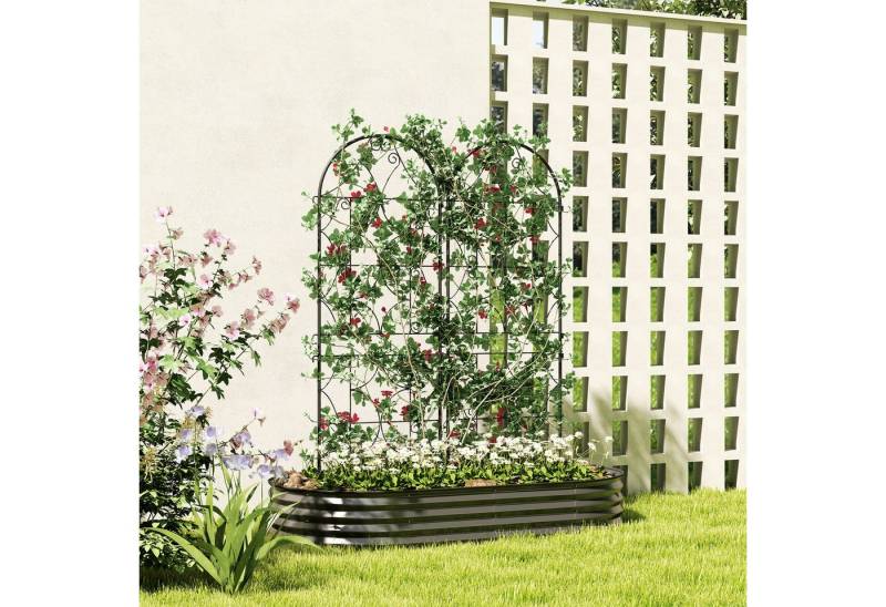 Outsunny Rankhilfe 2er Set, zum Stecken, rostfrei, 50x150 cm Rankgitter aus Metall, 2 St., Garten Spalier, für Tomaten Gemüse Blumen Kletterpflanzen Schwarz von Outsunny