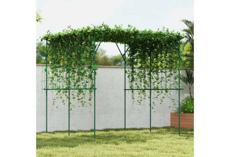 Outsunny Rankhilfe rostfrei, mit Dreieckig Stützdesign, 223x223x223 cm Rosenbogen für Kletterpflanzen, 1 St., Rankgitter aus Stahl, für Zimmerpflanzen, Pflanzenspalier, für Gemüse Blumen Grün von Outsunny