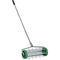 Outsunny Rasenlüfter Handvertikutierer mit einstellbarer Grifflänge, stachelwalze für Rasenbelüften, rollender Rasenlüfter für Gartenpflege   Aosom.de von Outsunny