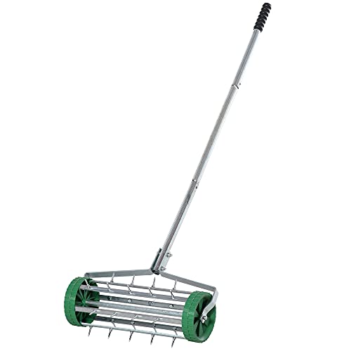 Outsunny Rasenlüfter Grifflänge einstellbar Handvertikutierer Rasenbelüften Stachelwalze Rasen rollender Rasenlüfter pflegen Garten verzinktes Rohr Grün+Silber 139 x 43,5 x 15 cm Outsunny Rasenlüfter Grifflänge einstellbar Handvertikutierer Rasenbelüften Stachelwalze Rasen rollender Rasenlüfter pflegen Garten verzinktes Rohr Grün+Silber 139 x 43,5 x 15 cm von Outsunny