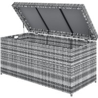Outsunny Rattan Auflagenbox 380L wetterfest Kissenbox mit Deckel Eingebautem Griff Stauraum UV-beständig Gartenbox Aufbewahrungsbox Beistelltisch Gartentruhe für Garten Balkon 130x61x65 cm Dunkelgrau   Aosom von Outsunny