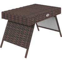 Outsunny Rattan Beistelltisch Gartentisch Klapptisch wetterfester Campingtisch Kaffeetisch Couchtisch für Garten, Balkon, Braun, 60 x 41 x 41 cm von Outsunny