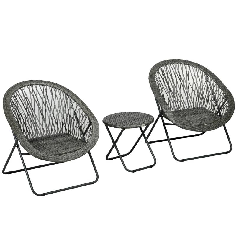 Outsunny Rattan Bistro Set Stahl PE Rattan Grau 76L x 77B x 78H cm von Outsunny