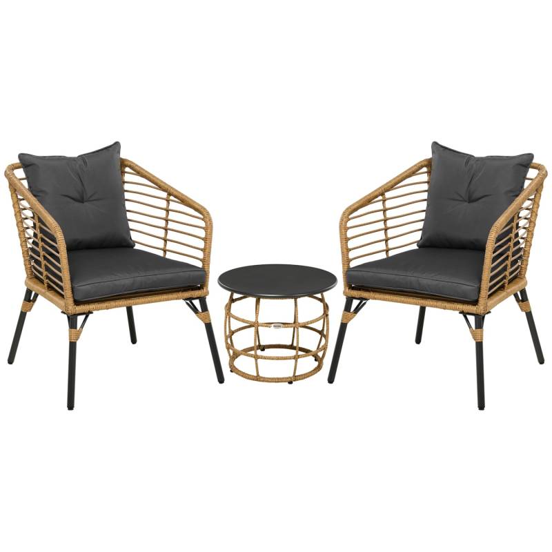Outsunny Rattan Gartenmöbel-Set Polyester SandDunkelgrau 62L x 65B x 78H cm von Outsunny