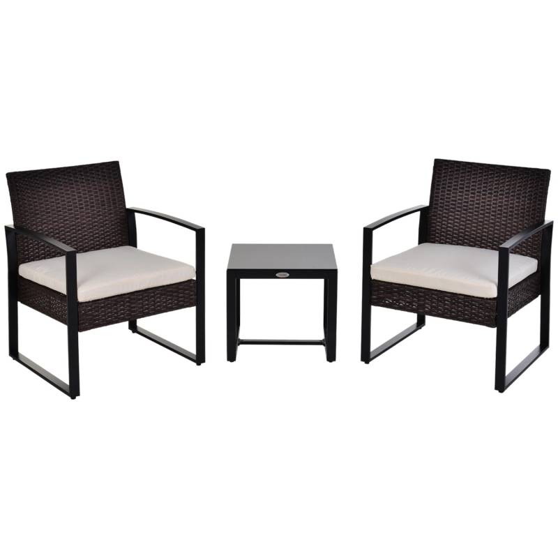 Outsunny Rattan Gartenmöbel Set Polyrattan 3 tlg. von Outsunny