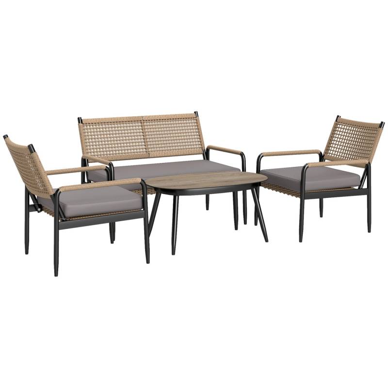 Outsunny Rattan Gartenmöbel-Set Stahl PE-Rattan 112L x 64B x 82H cm Dunkelgrau Outsunny Rattan Gartenmöbel-Set Stahl PE-Rattan 112L x 64B x 82H cm Dunkelgrau von Outsunny