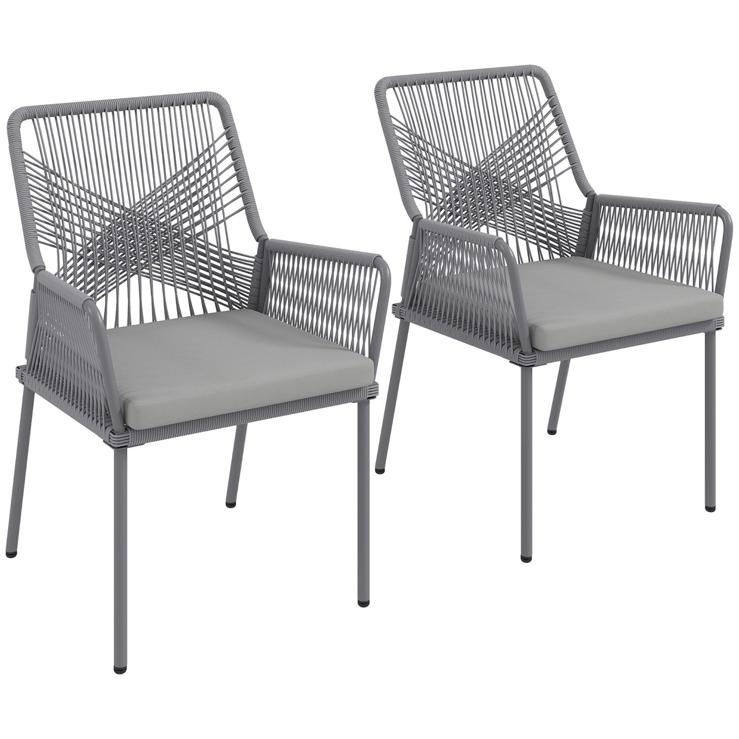Outsunny Rattan Gartenstuhl 2er-Set PE Rattan 57L x 61B x 84H cm Dunkelgrau Outsunny Rattan Gartenstuhl 2er-Set PE Rattan 57L x 61B x 84H cm Dunkelgrau von Outsunny