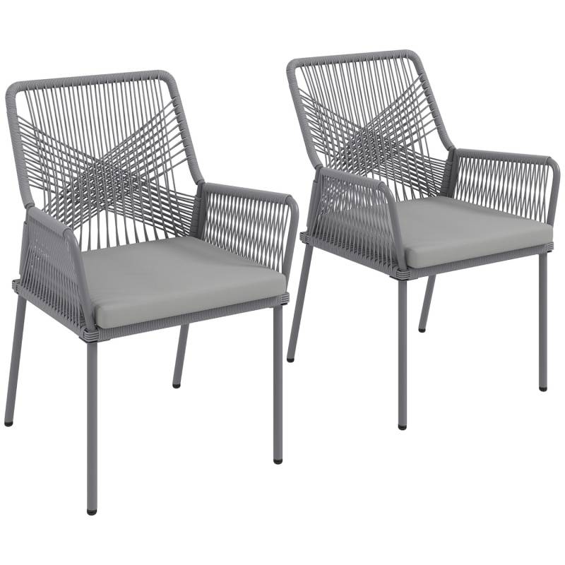 Outsunny Rattan Gartenstuhl 2er-Set PE Rattan 57L x 61B x 84H cm Dunkelgrau Outsunny Rattan Gartenstuhl 2er-Set PE Rattan 57L x 61B x 84H cm Dunkelgrau von Outsunny