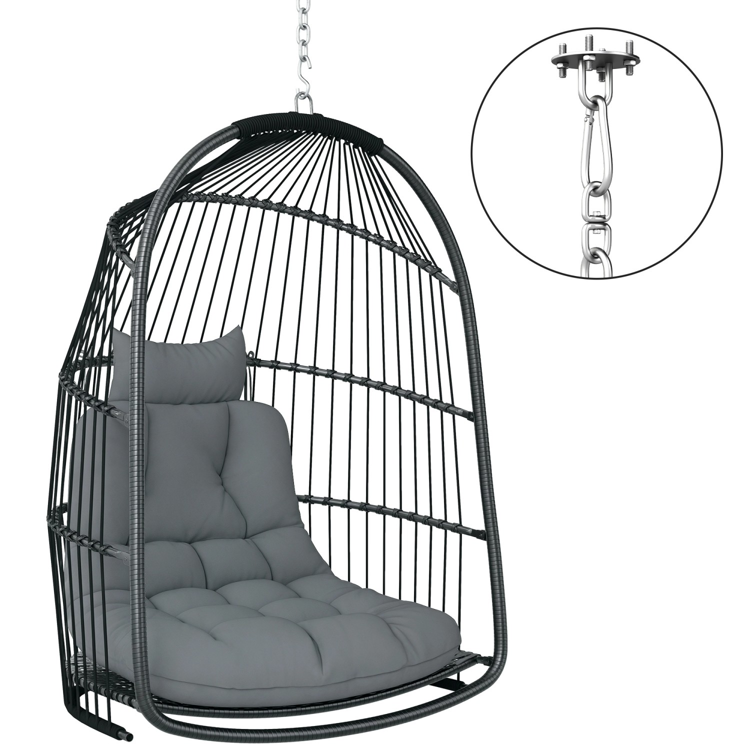 Outsunny Rattan-Hängestuhl Stahl PE Rattan Dunkelgrau 74L x 68B x 105H cm Outsunny Rattan-Hängestuhl Stahl PE Rattan Dunkelgrau 74L x 68B x 105H cm von Outsunny