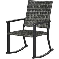 Outsunny Rattan Schaukelstuhl  Gartenstuhl, Schwingstuhl für Balkon & Terrasse, Loungemöbel, Grau, 62x75x95cm  Aosom.de von Outsunny