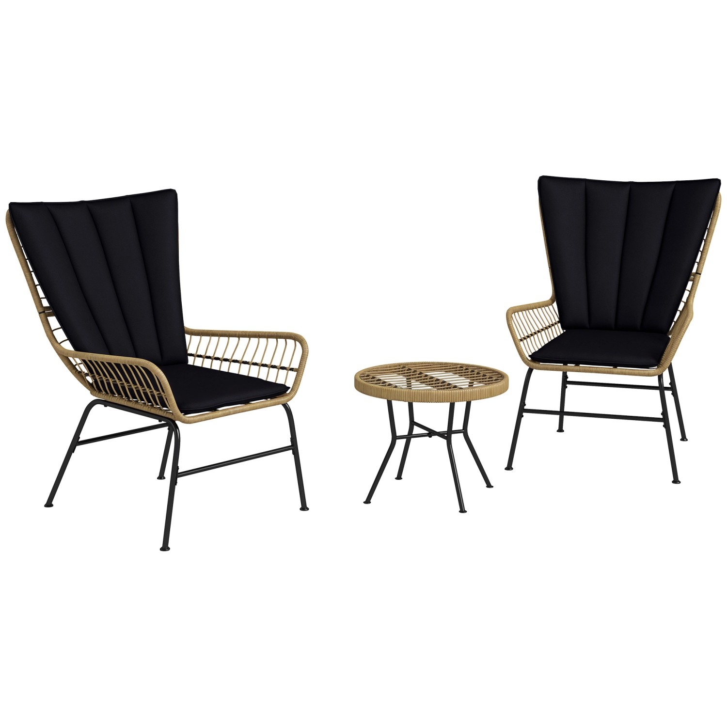 Outsunny Rattan-Sitzgruppe PE-Rattan Polyester 76L x 66B x 96H cm Schwarz Outsunny Rattan-Sitzgruppe PE-Rattan Polyester 76L x 66B x 96H cm Schwarz von Outsunny