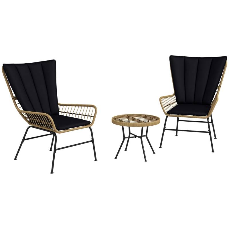 Outsunny Rattan-Sitzgruppe PE-Rattan Polyester 76L x 66B x 96H cm Schwarz Outsunny Rattan-Sitzgruppe PE-Rattan Polyester 76L x 66B x 96H cm Schwarz von Outsunny