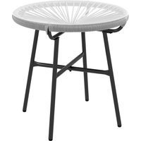 Outsunny Rattan Beistelltisch  Bistrotisch, Kaffeetisch mit Glastischplatte, Rund, für Terrasse, Balkon, Schwarz+Grau, 50x50x50cm  Aosom.de von Outsunny