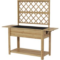 Outsunny Rechteckige Pflanzkiste auf Beinen - erhöhtes Gemüsebeet mit Rankgitter - 2 klappbare Seitentabletts und 1 untere Ablage - Holz Maße: 140L x 45B x 151H cm Aosom Outsunny Rechteckige Pflanzkiste auf Beinen - erhöhtes Gemüsebeet mit Rankgitter - 2 klappbare Seitentabletts und 1 untere Ablage - Holz Maße: 140L x 45B x 151H cm Aosom von Outsunny