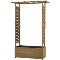 Outsunny Rechteckiger Blumenkasten auf Beinen mit Rankgitter und Bogen - 112L x 41B x 180H cm - Entwässerungslöcher und geomembrane Vliesstoff - vorbehandeltes Fichtenholz   Aosom von Outsunny