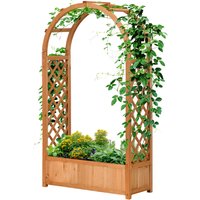 Outsunny Rechteckiges Pflanzgefäß auf Beinen mit Gitter und Bogen - 83 x 36 x 152 cm - Boden aus Holzlatten - vorölte Tannenholz   Aosom von Outsunny