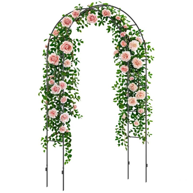 Outsunny Rosenbogen mit Spitze Struktur Metall Schwarz 140L x 40B x 240H cm von Outsunny
