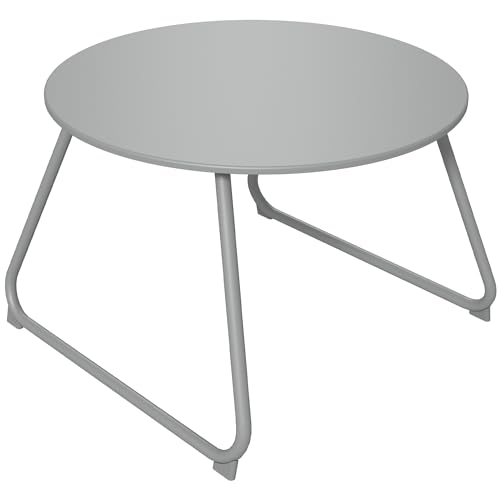 Outsunny Runder Gartencouchtisch, Outdoor-Beistelltisch, Ø60 cm, verstellbare rutschfeste Kufen, epoxidharzbeschichtetes Metall, grau Outsunny Runder Gartencouchtisch, Outdoor-Beistelltisch, Ø60 cm, verstellbare rutschfeste Kufen, epoxidharzbeschichtetes Metall, grau von Outsunny