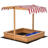 Sandkasten Sandkiste Holz Bodenloses Design Matsch-Bereich für Kinder 3-7 Jahre Sandkasten mit Abdeckung Dach für Garten Terrasse Strand Outdoor Gelb von Outsunny