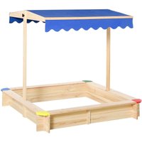 Outsunny Sandkasten absenkbarem Dach Tannenholz Bodenlose Natur von Outsunny