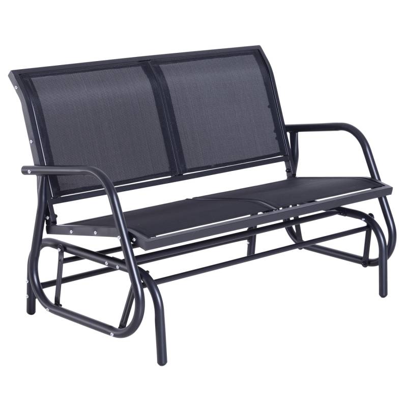 Outsunny Schaukelstuhl 2-Sitzer Metall Gartenmöbel Schwarz 120 x 70 x 85 cm von Outsunny