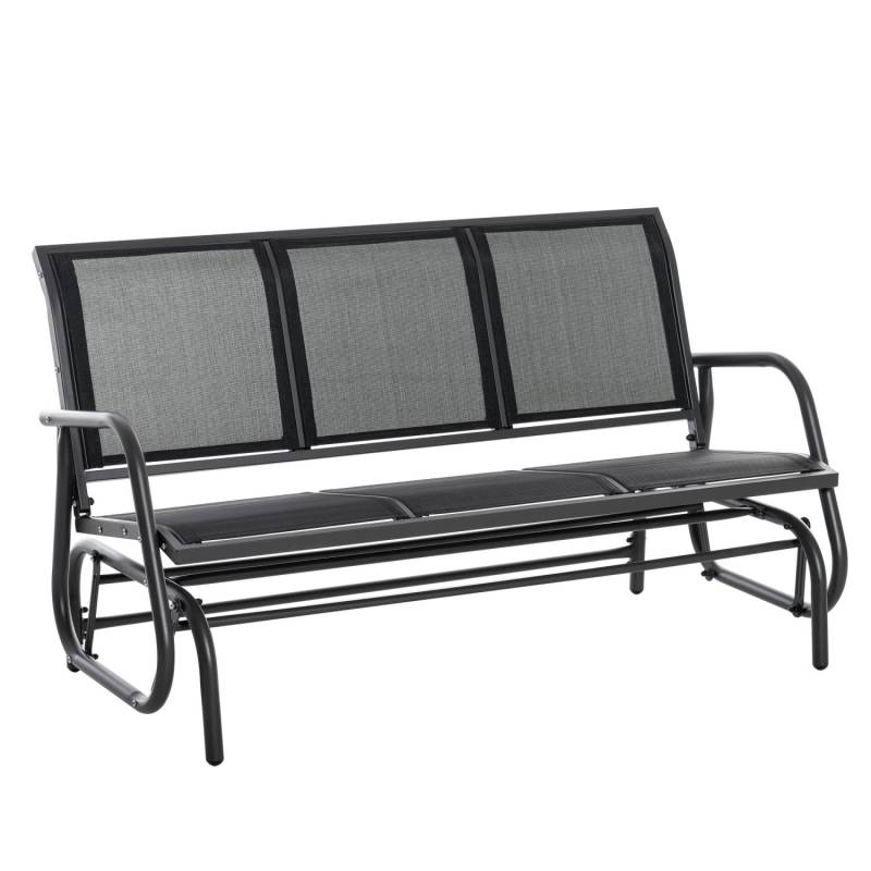 Outsunny Schaukelstuhl 3-Sitzer Metall Gartenmöbel Dunkelgrau 120 x 70 x 85 cm von Outsunny