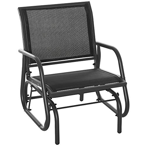 Outsunny Schaukelstuhl Gartenstuhl aus Metall Schaukelsessel mit Armlehne Rückenlehne Gartenschaukel bis 120 kg belastbar Outdoor Relaxstuhl für Balkon Garten Terrassen Schwarz Outsunny Schaukelstuhl Gartenstuhl aus Metall Schaukelsessel mit Armlehne Rückenlehne Gartenschaukel bis 120 kg belastbar Outdoor Relaxstuhl für Balkon Garten Terrassen Schwarz von Outsunny
