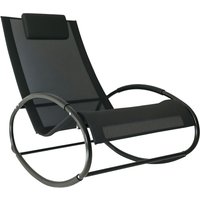 Outsunny Schaukelstuhl Schaukelliege Gartenliege mit Kopfkissen wetterfest aus Stahl und Texteline Schwarz bis 120 kg 105 x 62 x 88 cm   Aosom.de von Outsunny