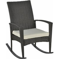 Outsunny Schaukelstuhl Schwingsessel Gartenstuhl mit Kissen, Polyrattan+Metall, Braun, 66x88x98cm - Braun+Creme von Outsunny