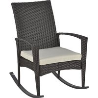 Outsunny Schaukelstuhl Schwingsessel Gartenstuhl mit Kissen, Polyrattan+Metall, Braun, 66x88x98cm von Outsunny