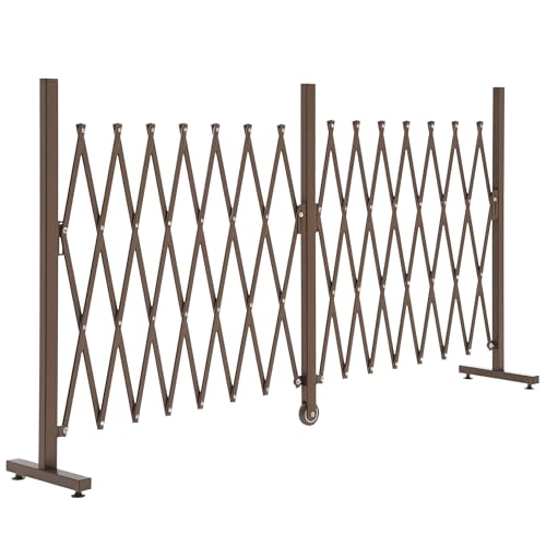 Outsunny Scherengitter Absperrgitter Scherensperre ausziehbar 52-405cm Garten Alu Braun H103,5cm von Outsunny