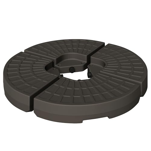 Outsunny Schirmgewicht 4-TLG. Schirmständer mit 17 kg Wasser oder 25 kg Sand befüllbar HDPE Kaffee 100 x 100 x 10,5 cm von Outsunny
