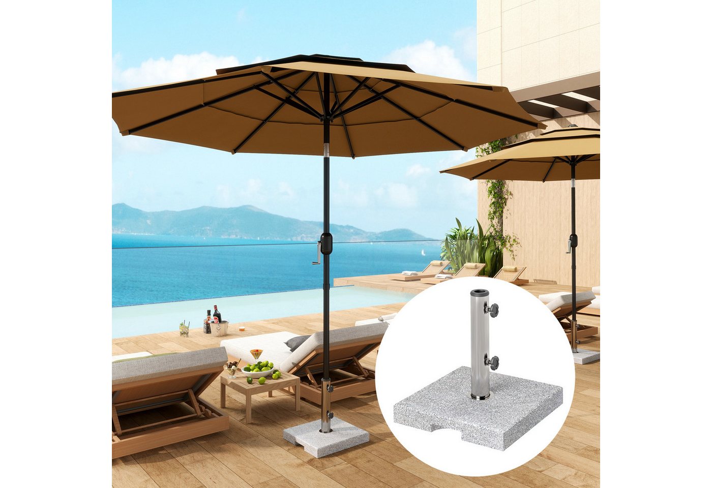 Outsunny Schirmhalter 21kg, Schirmständer, Quadratisch, für Stöcke bis Ø 48 mm, Sonnenschirmständer aus Granit, 1 tlg., Schirmständer Outsunny Schirmhalter 21kg, Schirmständer, Quadratisch, für Stöcke bis Ø 48 mm, Sonnenschirmständer aus Granit, 1 tlg., Schirmständer von Outsunny