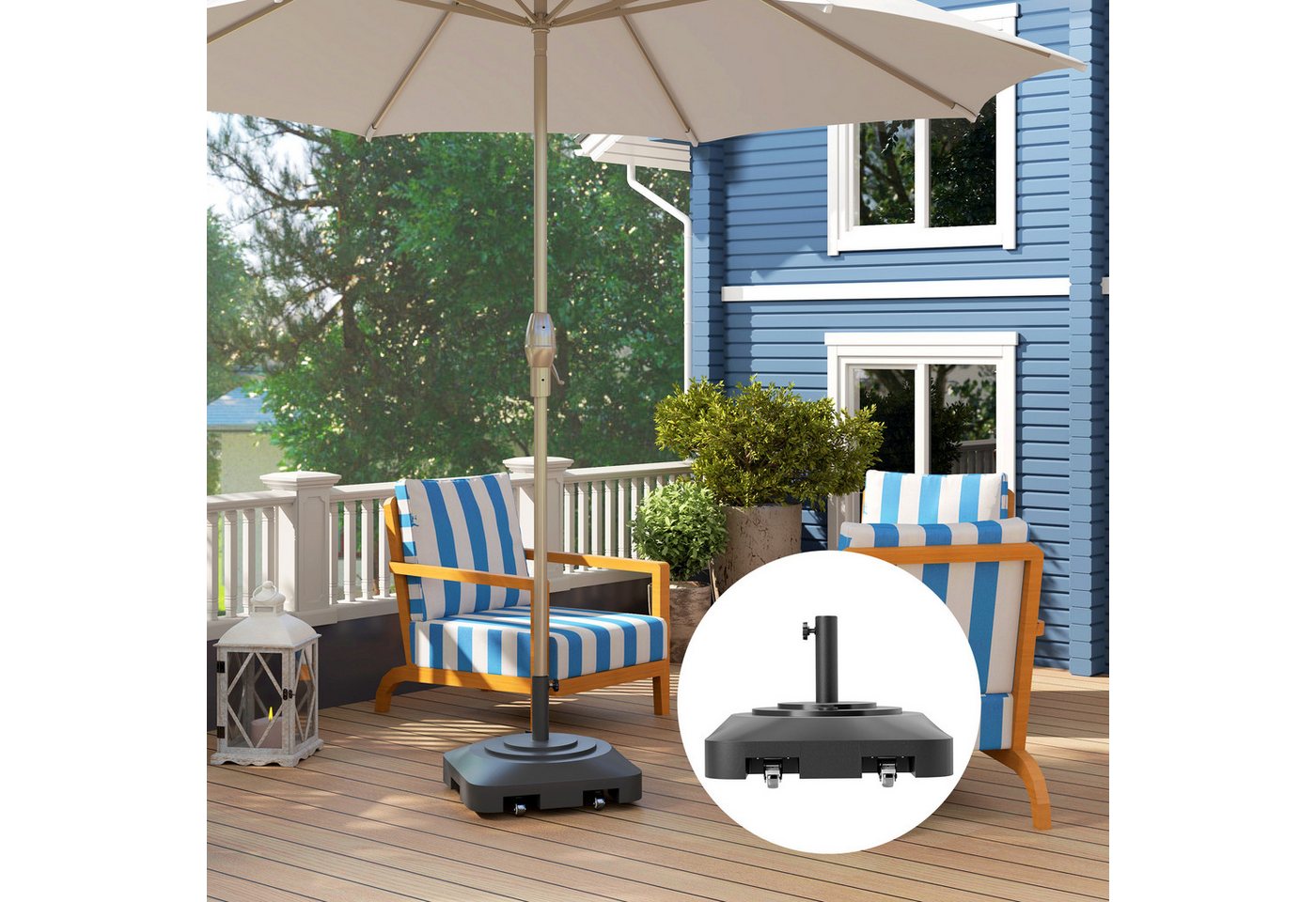 Outsunny Schirmhalter bis 25 kg befüllbar, mit Rollen, quadratisch, für Stöcke bis Ø 48 mm, Sonnenschirmständer, 1 tlg., Schirmständer Outsunny Schirmhalter bis 25 kg befüllbar, mit Rollen, quadratisch, für Stöcke bis Ø 48 mm, Sonnenschirmständer, 1 tlg., Schirmständer von Outsunny