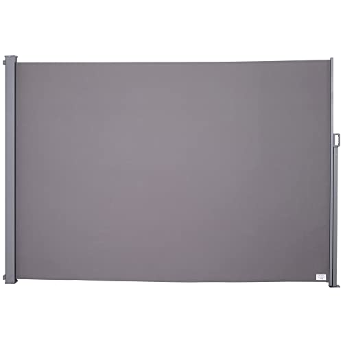 Outsunny Seitenmarkise, Sicht- und Sonnenschutz, Seitenrollo, Polyester, Grau, 3 x 2m von Outsunny