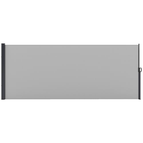 Outsunny Seitenmarkise Sichtschutz Versenkbarer Gartenparavent ABM. 4L x 1,60H m Alu. Polyester UV-beständig Hohe Dichte 180 g/m² Grau von Outsunny