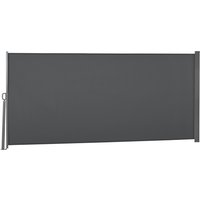 Outsunny Seitenmarkise Sichtschutzrollo ausziehbar 3 m x 1,6 m Metall Polyester wasserdicht UV-beständig 180 g/m² Grau   Aosom von Outsunny