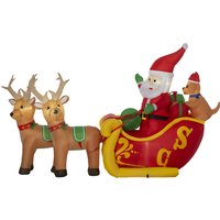 Outsunny Aufblasbarer Weihnachtsmann mit Schlitten und Hunde mit LED-Lichter Weihnachtsdekoration mit Gebläse wetterfest 230 x 80 x 150 cm von Outsunny