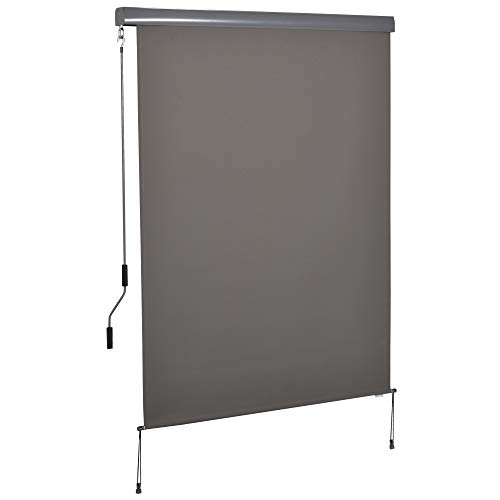 Outsunny Senkrechtmarkise Balkonmarkise Vertikalmarkise Windschutz Seitenrollo Sichtschutz mit Handkurbel Polyesterstoff+Aluminium Grau 140 x 250 cm von Outsunny