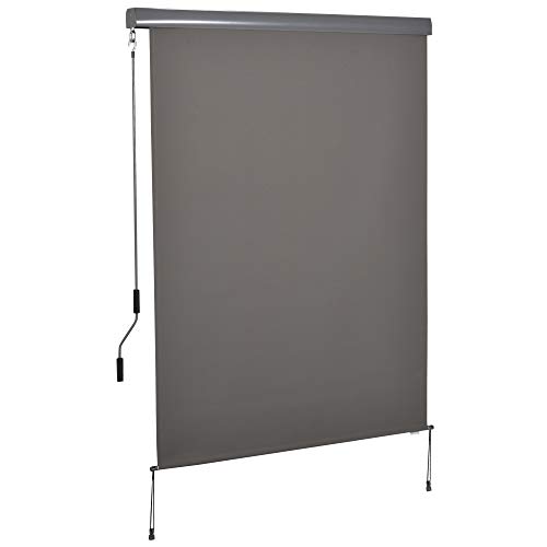 Outsunny Senkrechtmarkise Balkonmarkise Vertikalmarkise Windschutz Seitenrollo Sichtschutz mit Handkurbel Polyesterstoff+Aluminium Grau 250 x 140 cm von Outsunny