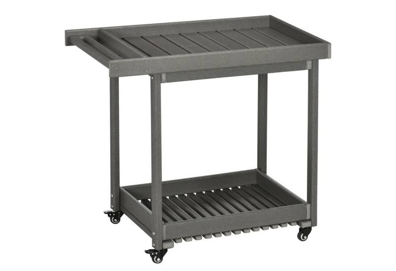 Outsunny Servierwagen Outdoor Multifunktionstisch mit Rollen, für Garten, Balkon, (Garten Rollwagen, 1 St., Barbecue Trolley), 87 x 50 x 80cm von Outsunny