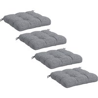 Outsunny Set mit 4 Gartenstuhlkissen, Gesteppte Außenkissen, 10 cm Polsterung mit Befestigungen, dim. 48L x 48B cm Grau   Aosom von Outsunny