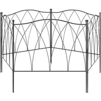 Outsunny Set mit 5 dekorativen Metallgartenzäunen - 305 x 62 cm schwarz   Aosom von Outsunny