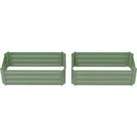 Outsunny Set von 2 Hochbeeten für den Garten, Abmessungen 100L x 50B x 30H cm - gewelltes Stahlblech in Grün   Aosom von Outsunny